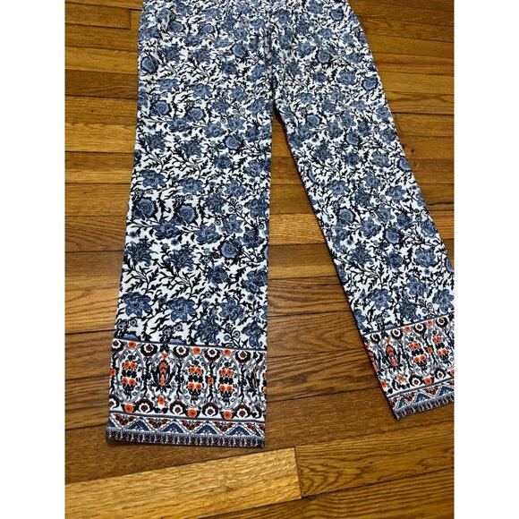 Talbots Womens Casual Pull on Pants Sz 4 Blue Paisley Lightweight Elastic Waist - Picture 3 of 6